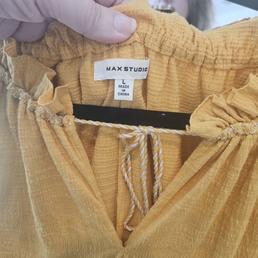 Max Studio Mustard Ruffle Blouse - Picture 2 of 3